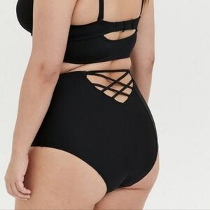 Torrid Black Lattice High Waist Bikini Bottom Size 1
